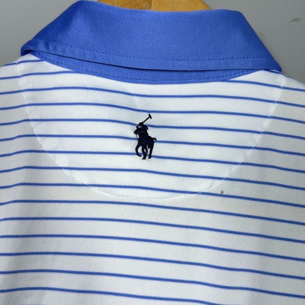 Polo Ralph Lauren 122nd US Open Polo Shirt Mens Size Medium Striped Blue Preppy - Picture 7 of 9